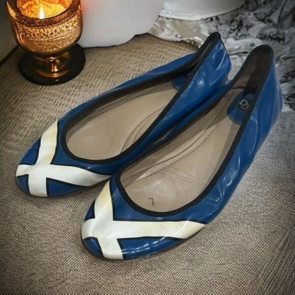 Vintage Dolce & Gabbana Patent Leather Stripe Ballet Flats Women’s EU40 US9 - Picture 1 of 7